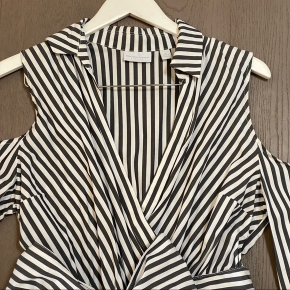 NY&Co Striped Cold Shoulder Shirt Dress - Picture 2 of 8